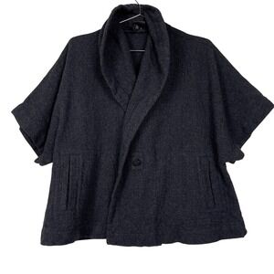 Eileen Fisher Angora Wool Kimono Cape Sweater Gray XS Oversized Lagenlook